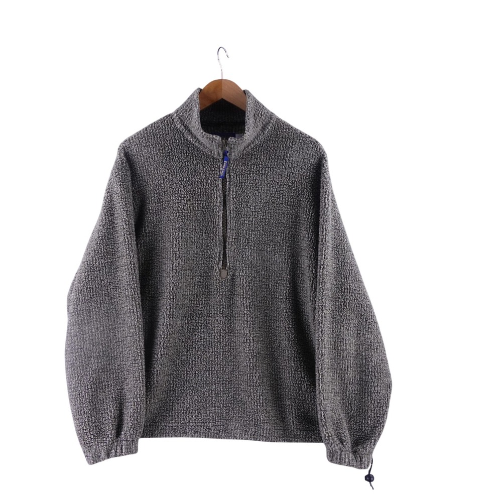 Vintage Pendleton Mens Medium Gray Sherpa Fleece Quarter Zip Pullover USA